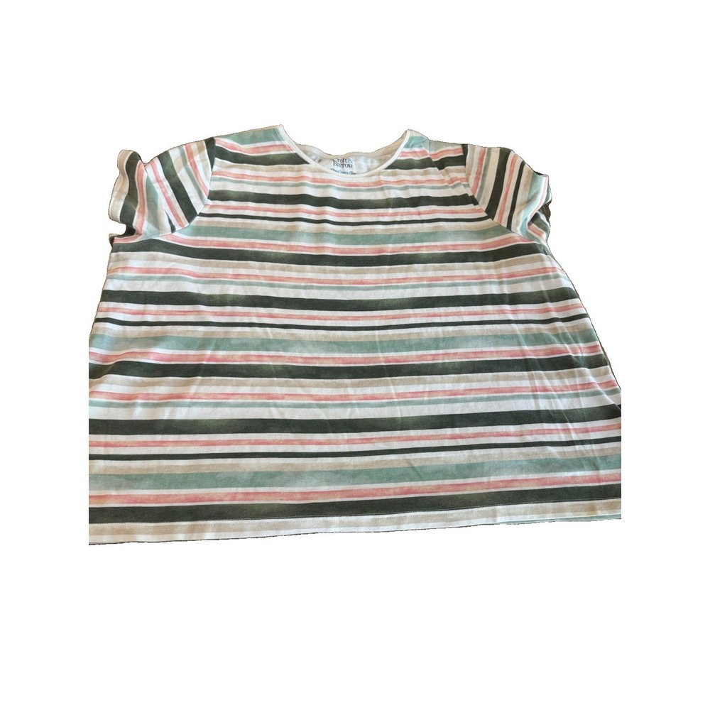Croft & Barrow Classic Tee Womens Plus 2X Stripe Short Sleeve Cotton Shirt